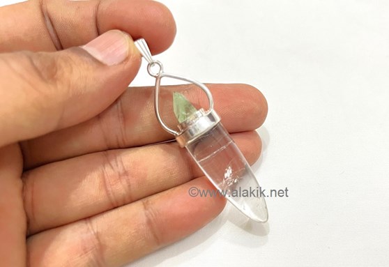 Picture of Crystal Quartz cone with Green Apophyllite Tips Pendant
