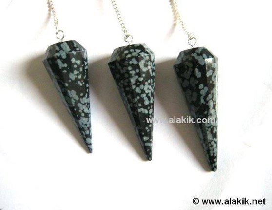 Picture of Snowflake Obsidian Faceted Pendulum