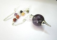 Picture of Amethyst Ball Pendulum with chakra Chain