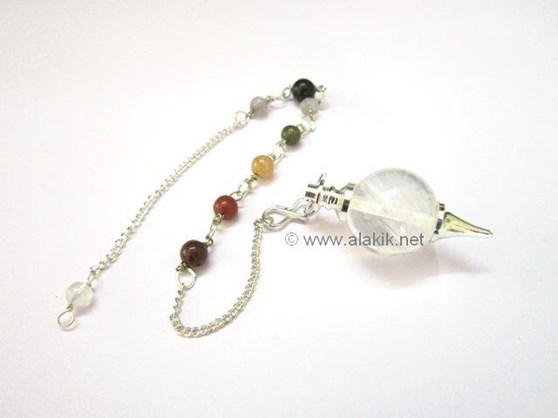 Picture of Crystal Quartz Ball Pendulum with chakra Chain