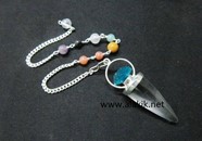 Picture of Crystal Cavansite pendulum with Chakra chain