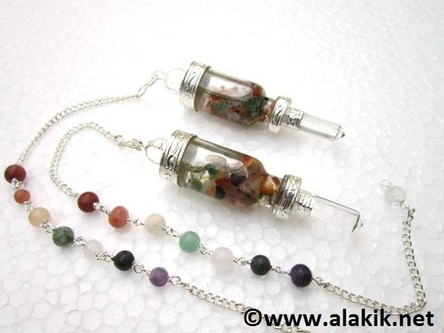Picture of Bottle pendulum with floating chips/Chakra Chain