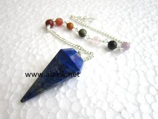 Picture of Lapis Lazuli facetted w/. Chakra Chain Pendulum