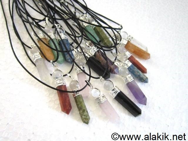 Picture of Mix Gemstone 2pc cap Pendants with Cord