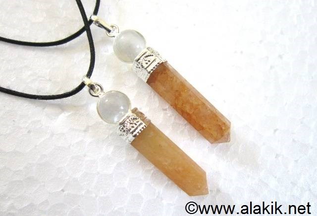 Picture of Golden Quartz 2pc Cap pencil pendants with Cord