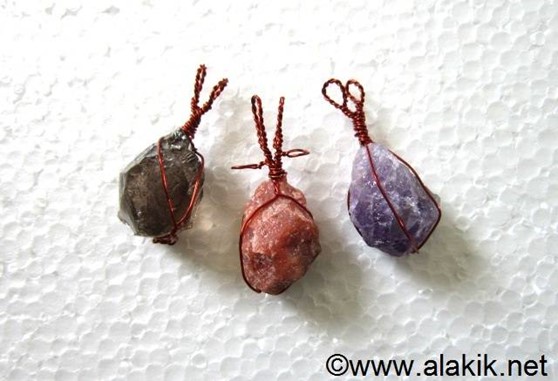 Picture of Mix Gemstone Rough Wrapped pendants