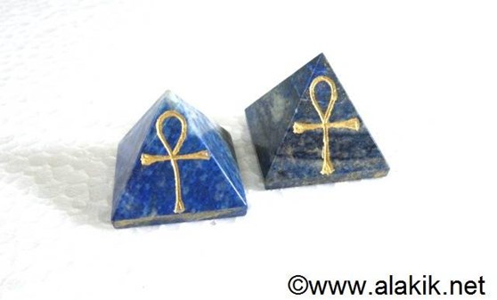 Picture of Lapis Lazule Engraved Ankh Pyramid