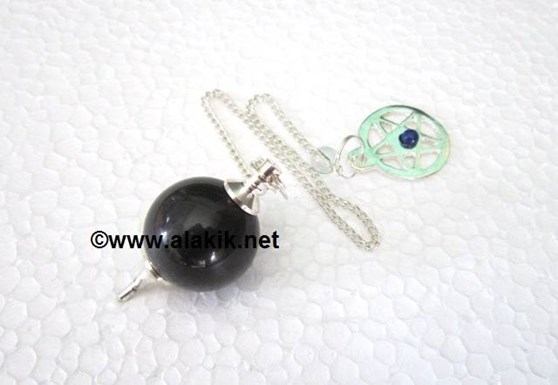 Picture of Black onyx ball pendulum with Pentacle