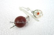 Picture of Red jasper ball pendulum with pentacle