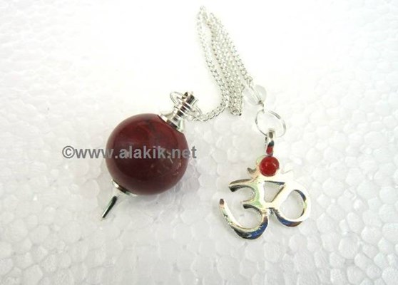 Picture of Red jasper ball pendulum with om