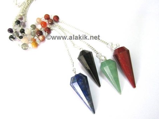 Picture of Mix gemstone pendulum with chakra chain