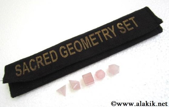 Picture of Rose Quartz 5pcs Geometry set with velvet purse