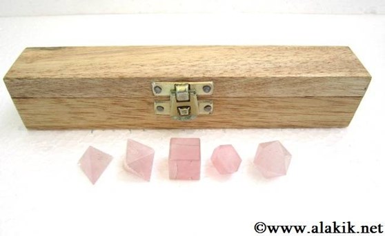 Picture of Rose Quartz 5pcs Geometry set with wooden box