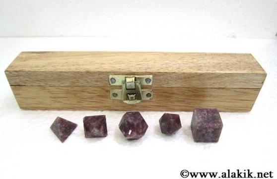 Picture of Lepidolite 5pcs Geometry set with wooden box