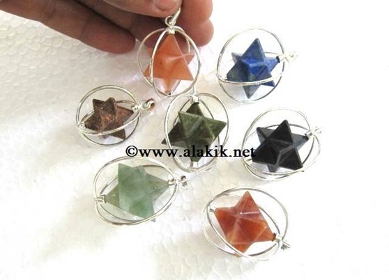 Picture of Mix Gemstone spinning merkaba pendants
