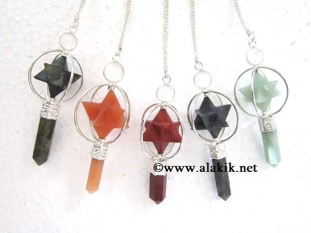 Picture of Mix gemstone spinning merkaba pendulums