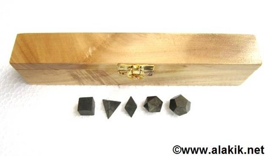 Picture of Pyrite 5pcs Geometry with wooden box