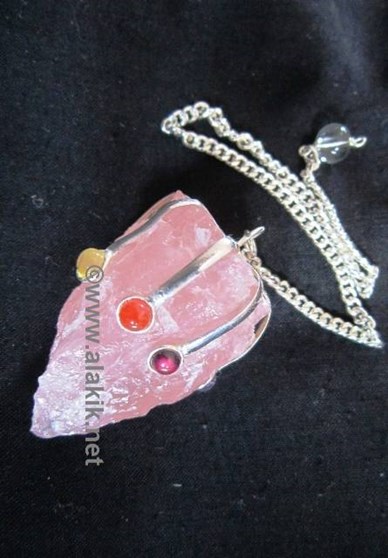 Picture of Raw Rose Quartz Chakra claw pendulum