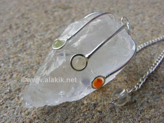 Picture of Raw Crystal quartz Chakra claw pendulum