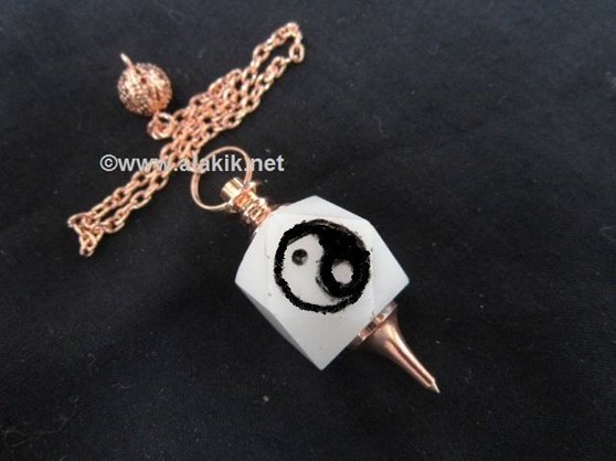 Picture of White Quartz Hexagon YingYang Bronze Pendulum