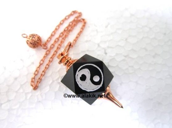 Picture of Black Jasper Hexagon YingYang bronze Pendulum