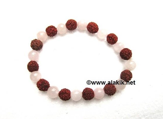 Picture of Rose Quartz Rudraksha elastic bracelet