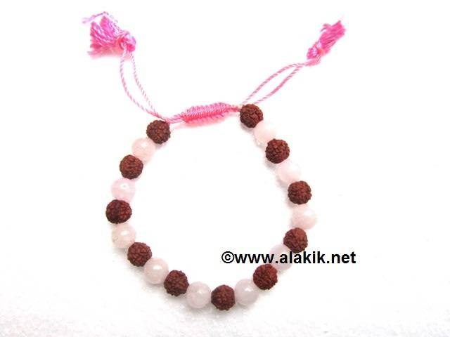 Picture of Rose Quartz Rudraksha D-string Bracelet