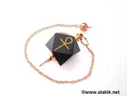 Picture of Black Jasper Hexagon Ankh Bronze pendulum