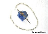 Picture of Lapis Lazuli Hexagon Ankh Silver Pendulum