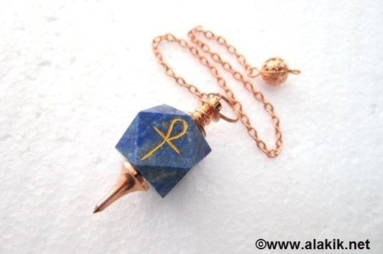 Picture of Lapis Lazuli Hexagon Ankh Copper Pendulum
