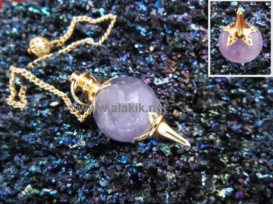 Picture of Amethyst Flower Ball Gold Pendulum