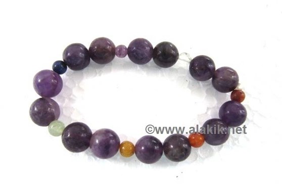 Picture of Amethyst Chakra Beads elastic  Bracelet