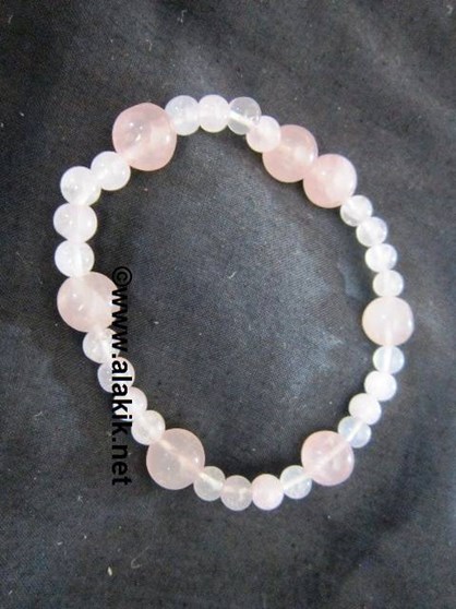 Picture of Rose Quartz 4x1 beads Elastic bracelet