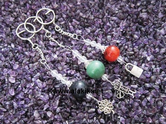 Picture of Gemstone Ball Charms key rings