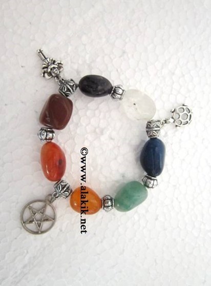 Picture of Chakra Tumble elastic bracelet with hanging charms