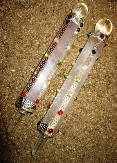 Picture of Rose Quartz Healing wand 4 sided chakra stones