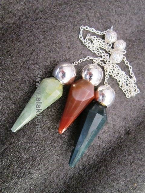 Picture of Mix Gemstone Faceted Silver Modular pendulum