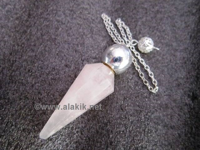 Picture of Rose Quartz Silver Faceted Modular pendulum