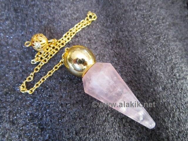 Picture of Rose Quartz Golden Faceted Modular Pendulum