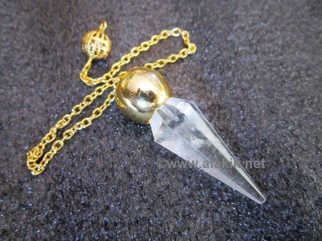 Picture of Crystal Quartz Faceted Golden Modular Pendulum