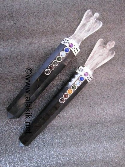 Picture of Black Tourmaline Crystal Angel Chakra healing wand