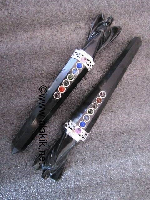 Picture of Full Black Tourmaline Chakra Angle Healing Wands