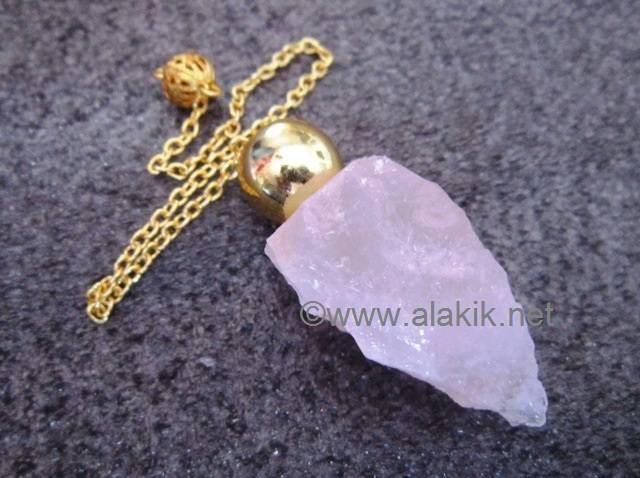 Picture of Raw Rose Quartz Golden Modular pendulum