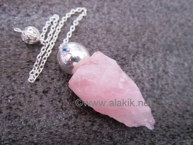 Picture of Raw Rose Quartz Silver Modular Pendulum