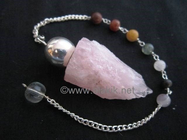 Picture of Rose Quartz Silver modular pendulum with chakra chain