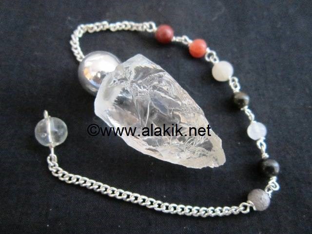 Picture of Crystal Quartz silver Modular pendulum with chakra chain