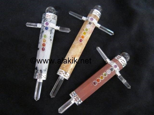 Picture of Mix Gemstone Chakra Cross Shape Healing wand