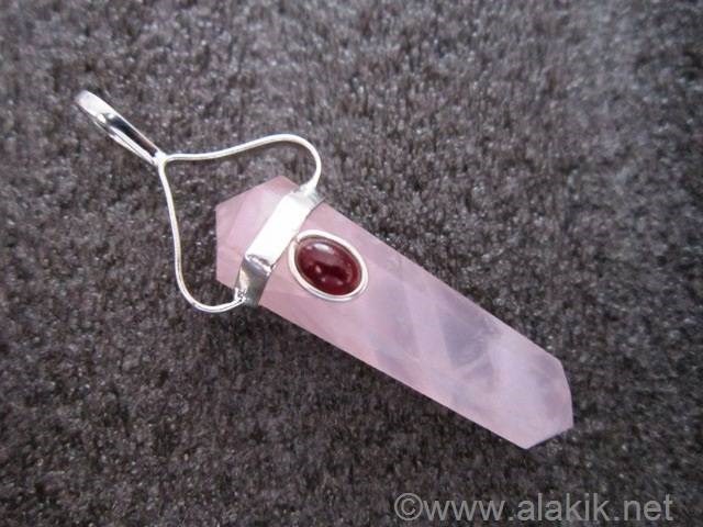 Picture of Rose Quartz with Garnet Dpoint Pendant