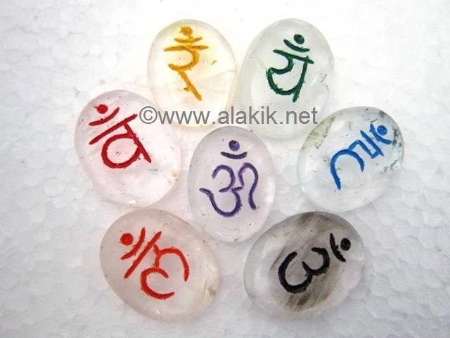 Picture of Crystal Quartz chakra Colour Sanskrit Oval Set