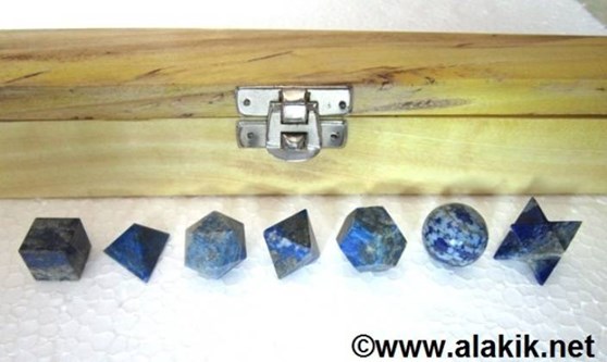 Picture of Lapiz Lazuli 7pcs Geometry set with wooden box